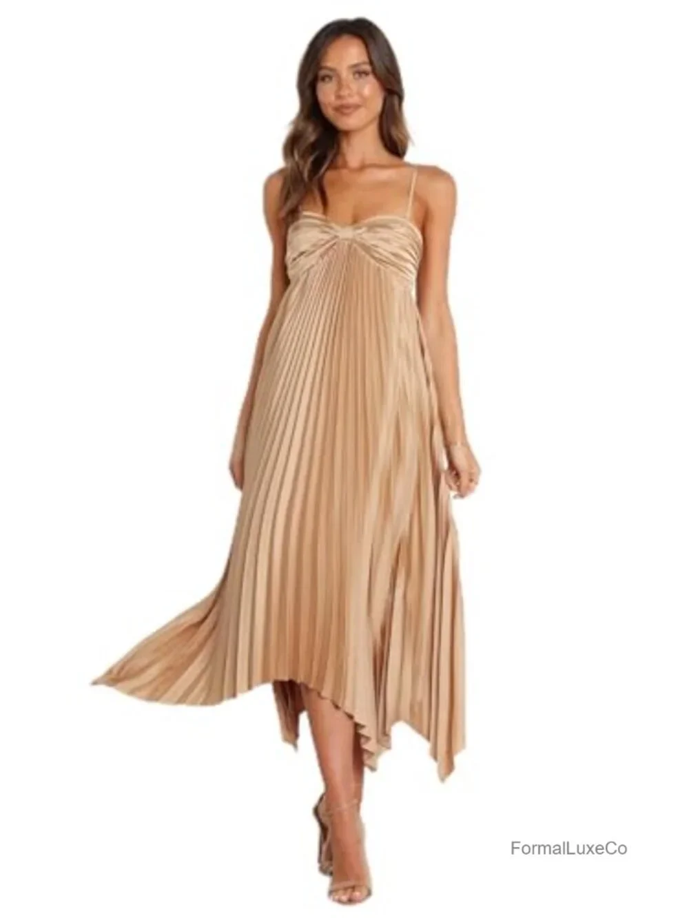 Midi Dress with Sweetheart Neckline and Adjustable Straps